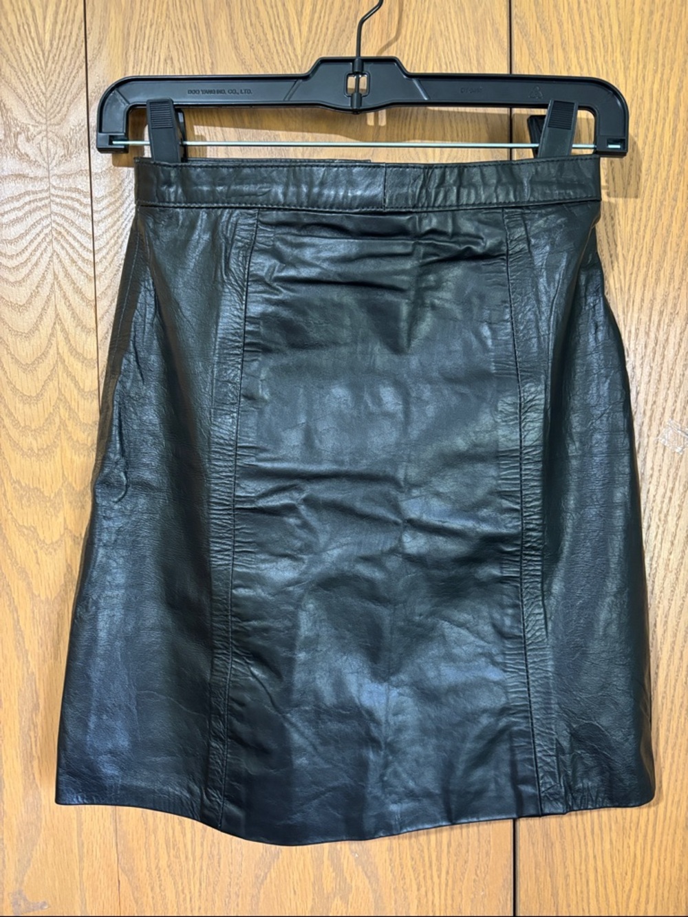 Leather vintage Black A-Line Mini Skirt 7/8 vintage size runs small nylon lining